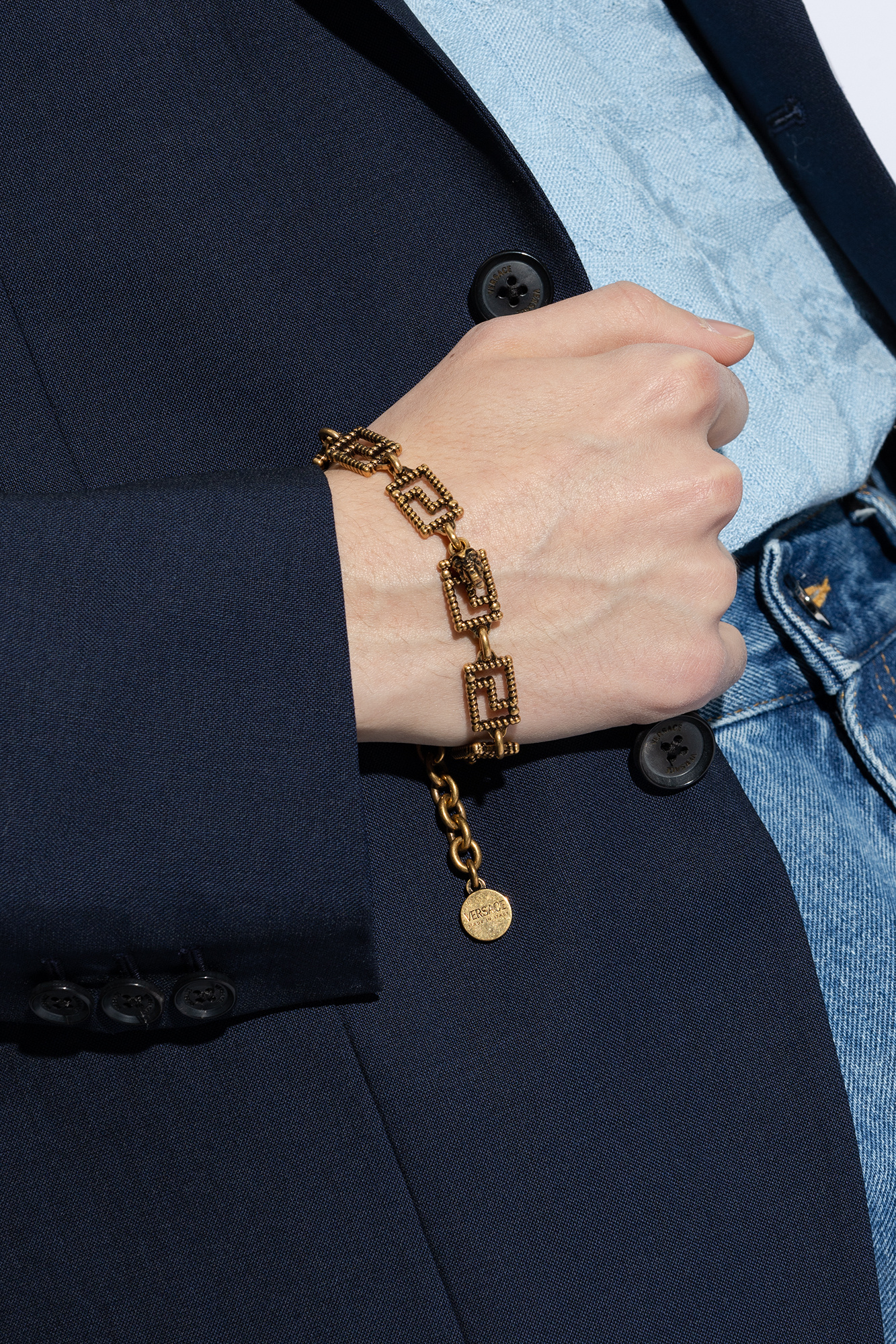 【VERSACE】Greek&Medusa カフブレスレット Gold Bracelet with Medusa face Versace